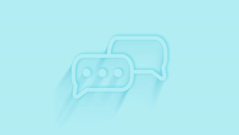 animated speech bubble chat icon with shadow on blue background. neumorphism minimal style. transparent background. 4k video motion graphic animation.