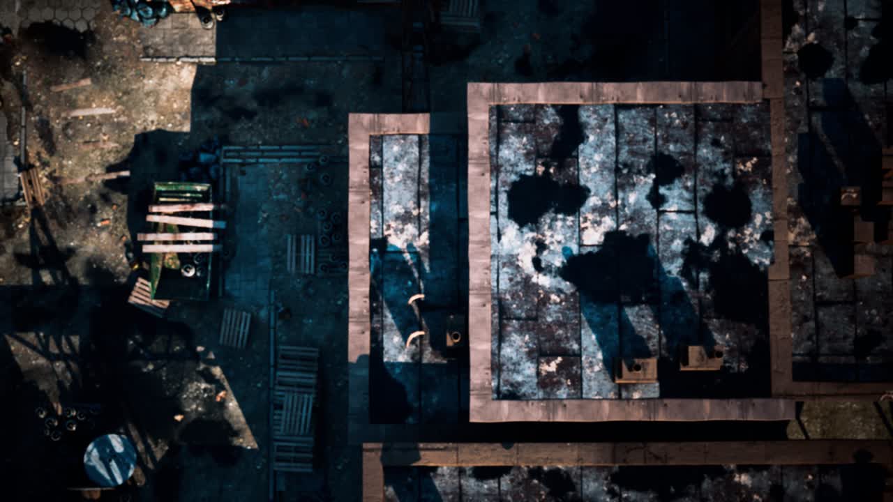 aerial view of abandoned old factory