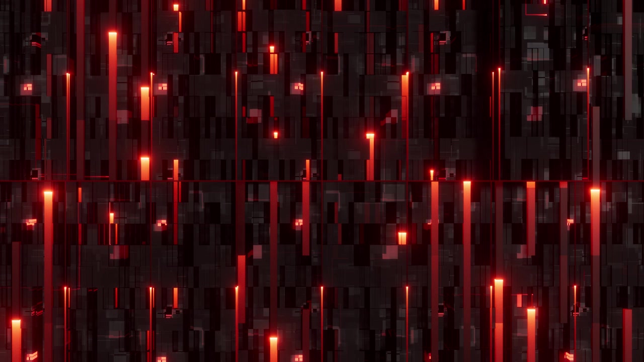 Abstract Futuristic Data Center with Glowing Red Lights Background