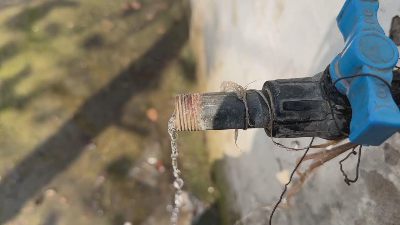 water getting wasted by dripping from a loose tap creating Lichen and moss on the floor