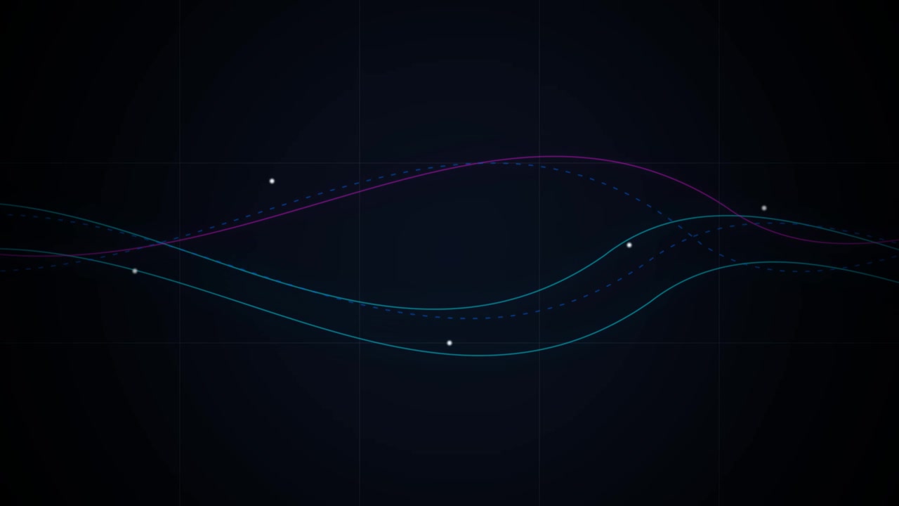 Abstract Motion Graphics with Glowing Wave Lines on Dark Background