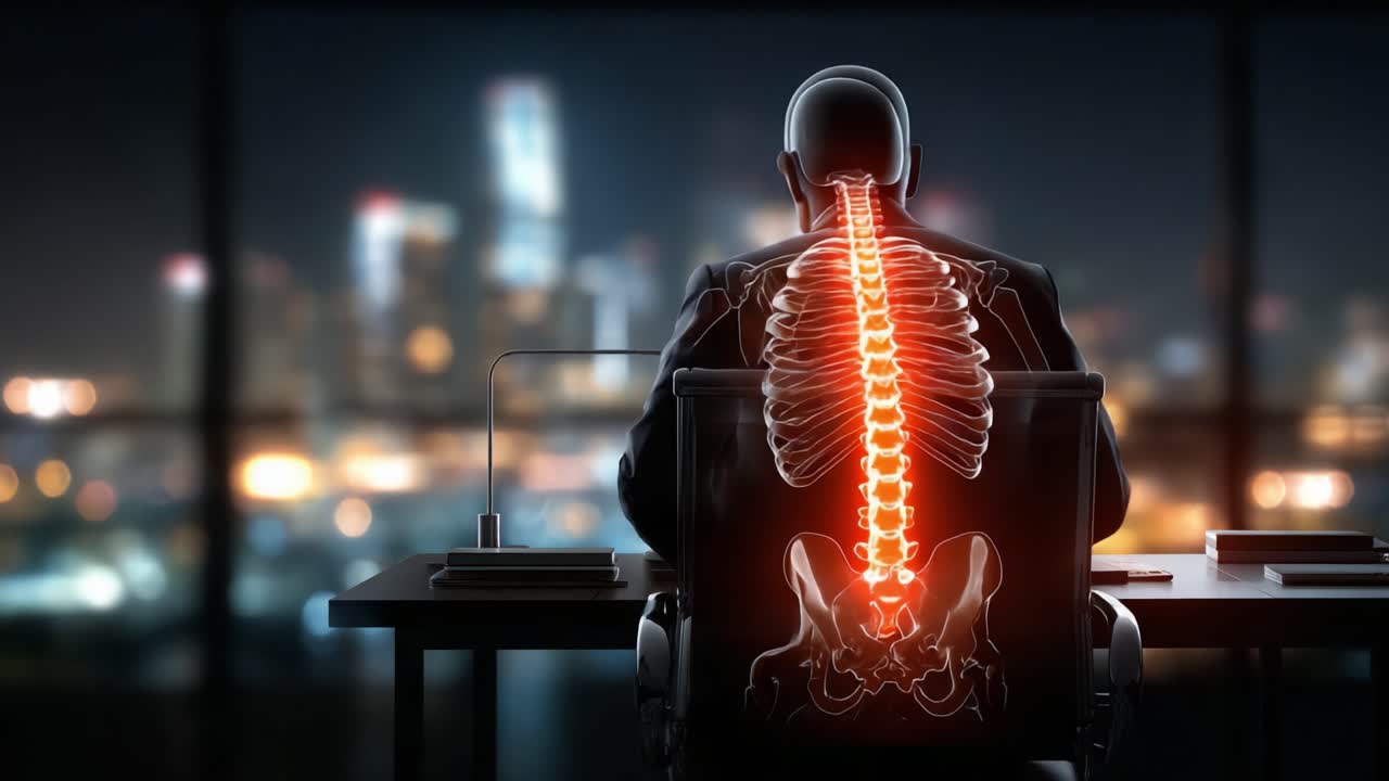 Representación Digital de la Anatomía Humana: Una Perspectiva sobre la Estructura de la Columna Vertebral y la Postura en un Entorno Urbano Moderno.