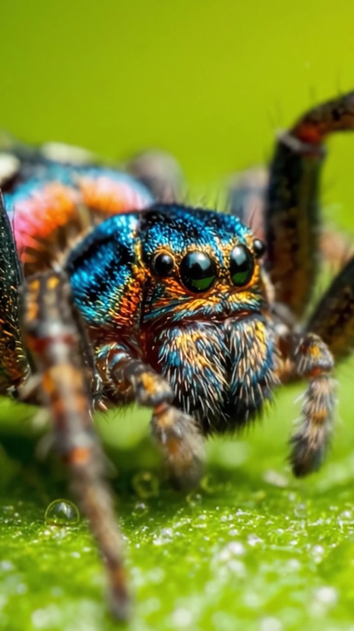 A Close-up Exploration of a Colorful Spider: Capturing the Intricate Details and Vibrant Patterns of Its Body in Stunning Macro Photography