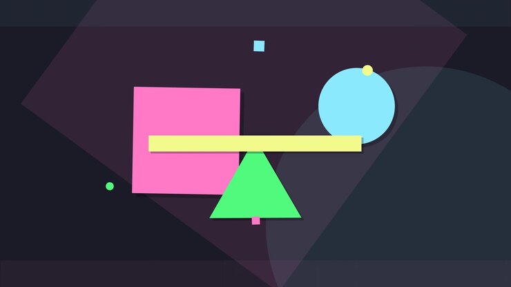 Abstract Animation of Geometric Shapes Balancing on a Triangle