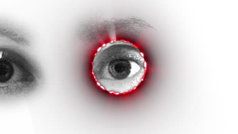 animación del ojo del círculo rojo de la mujer caucásica