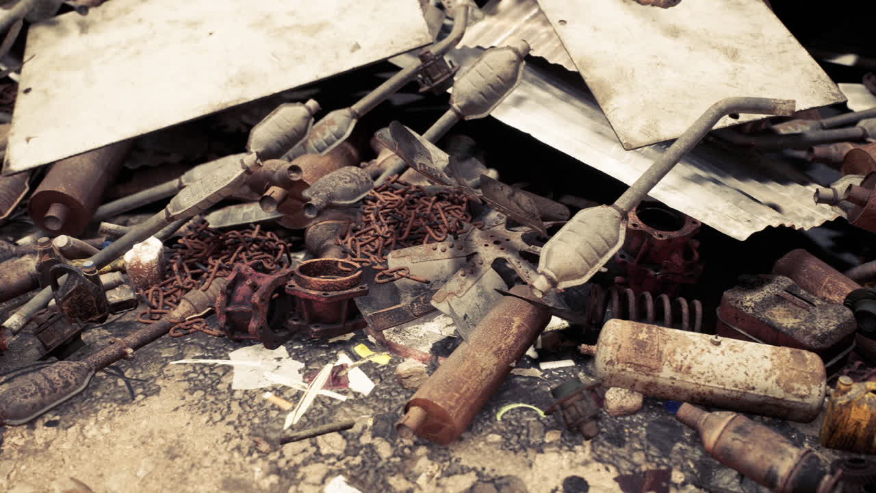 얼룩진 금속 폐기물 어리