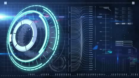 animación del escaneo del alcance y el procesamiento de datos en pantalla digital