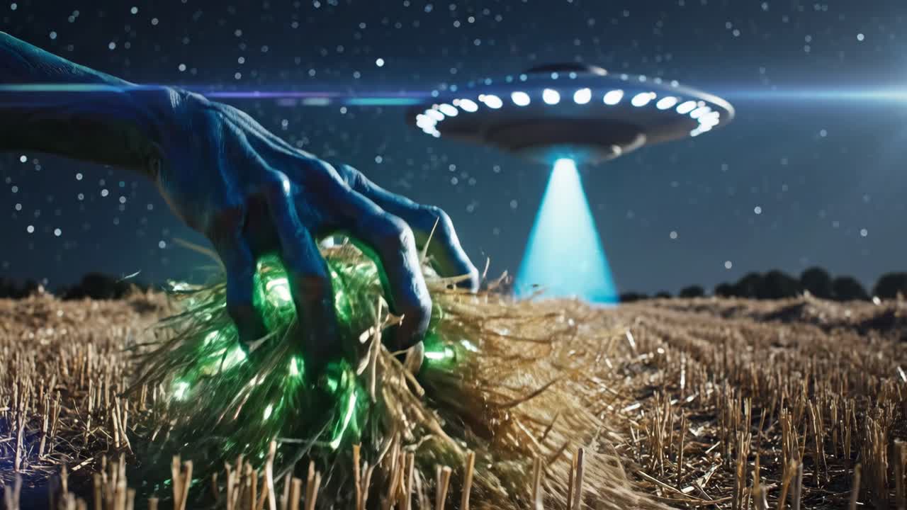 Alien abduction in a wheat field
