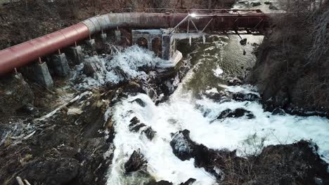 the wappinger creek falls in wappingers falls is shown in this 1080 aerial footage