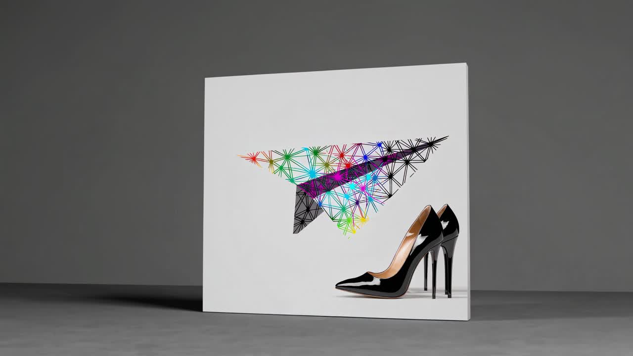 tacones altos modernos para mujeres con diseño de avión de papel abstracto