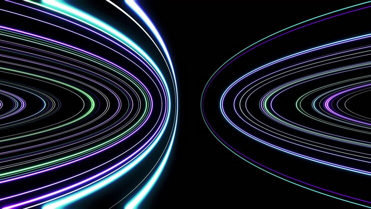 Abstract Neon Light Lines Moving in a Futuristic Tunnel