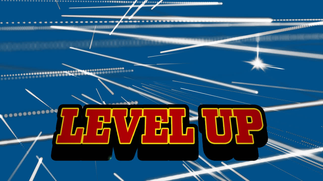 하 ⁇  선으로 파란색 배경에 레벨을 올리는 애니메이션