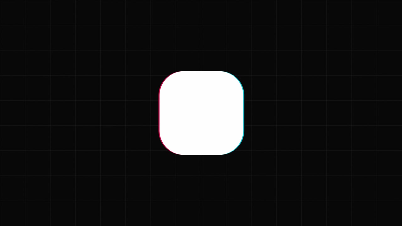 Abstract Digital Glitch Animation with White Square on Dark Grid Background