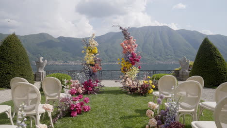 luxury outdoor wedding ceremony with lakeside views