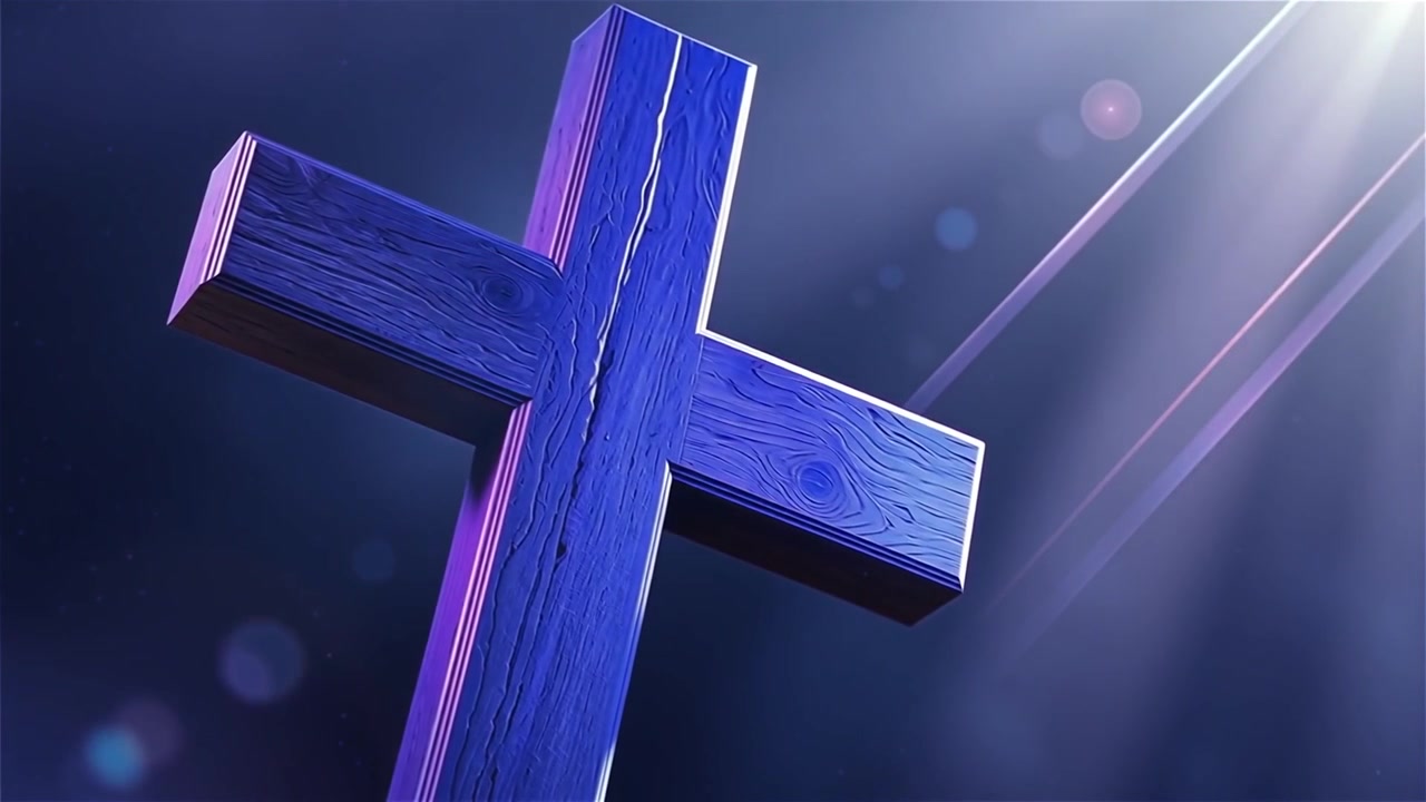 Croce Cristiana Luce Celestiale Sfondo per il Culto.