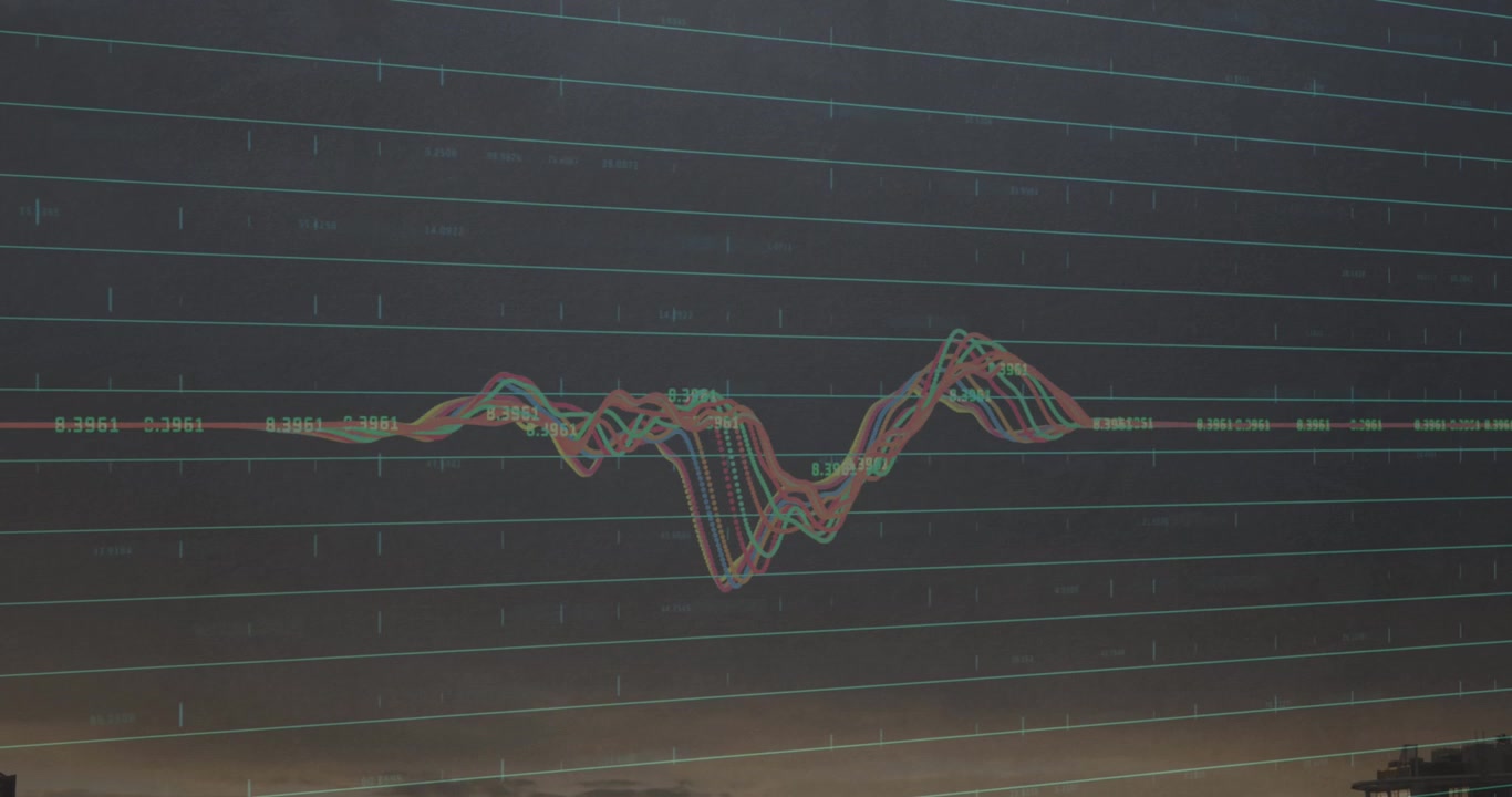 Animation of data processing over colorful grid