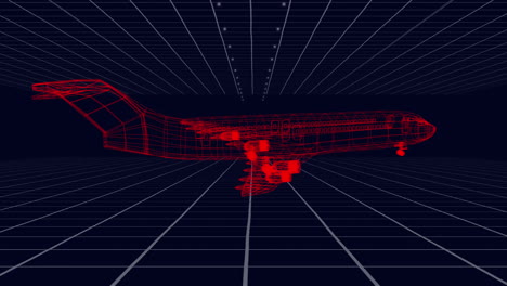 animation of 3d technical drawing of model of aeroplane