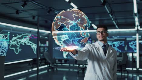 global network and data visualization in a modern research facility