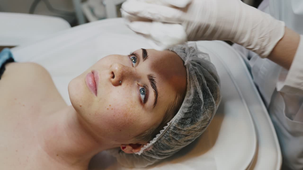 mujer recibiendo un tratamiento facial
