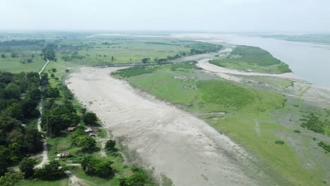 Drone-view-shot-of-asian-largest-river-island-majuli-Island