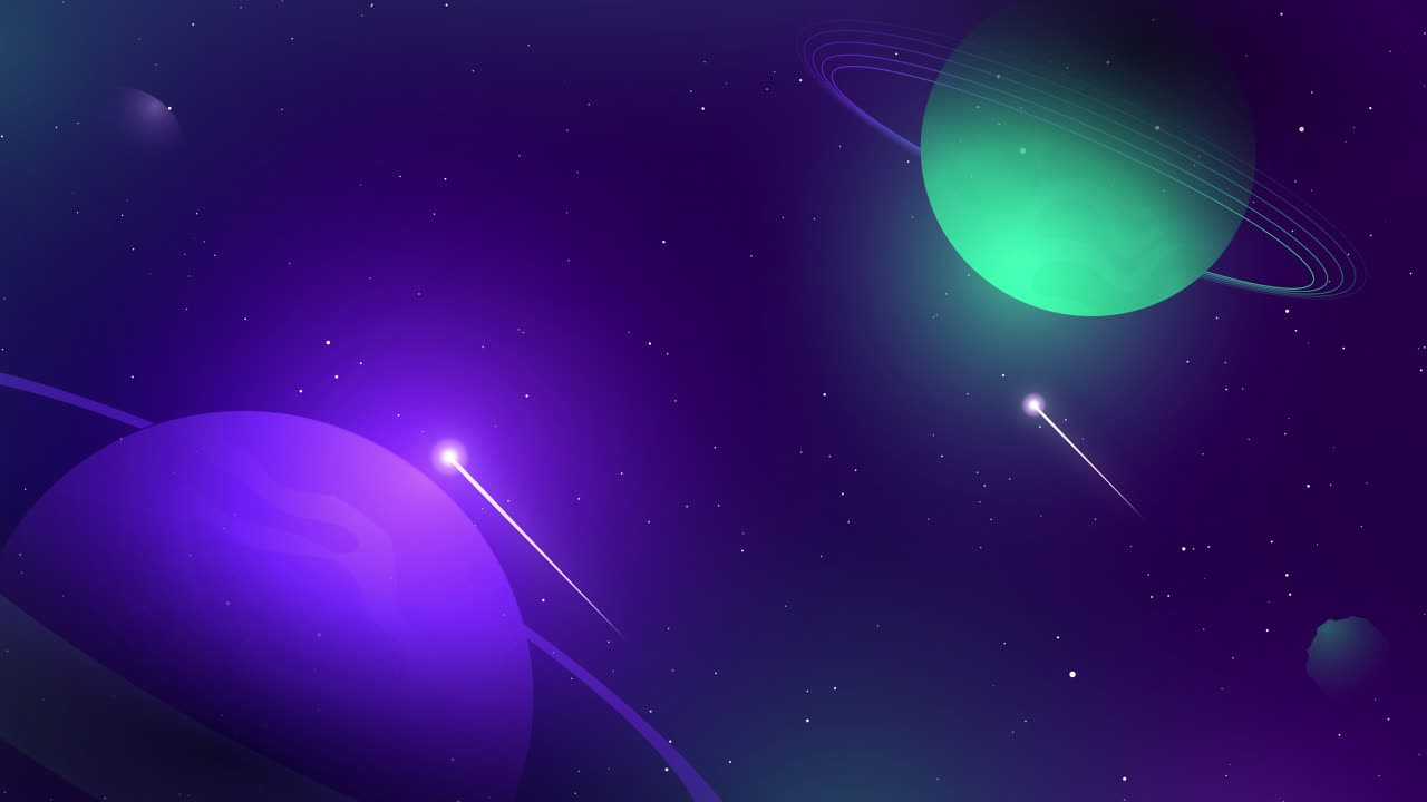 Vibrant Space Background with Planets and Meteors