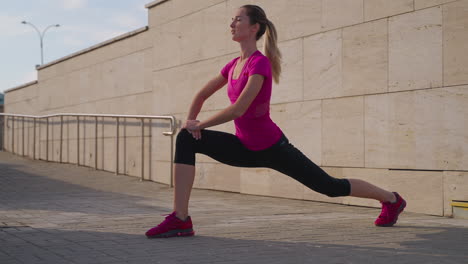 woman stretching outdoors