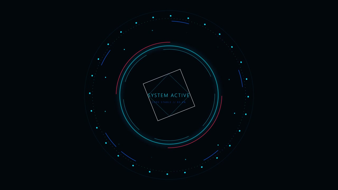 Futuristic Digital Interface with Rotating Geometric HUD Elements