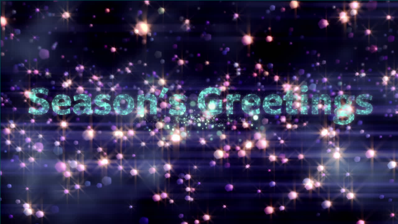 계절의 애니메이션 인사 문자, 불꽃놀이 및 반이는 불빛