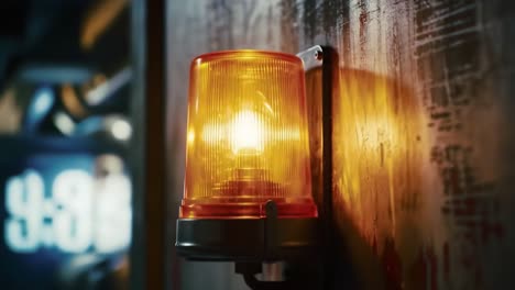 bright warning beacon illuminating a dimly lit environment with distinct amber glow, signaling presence and attention command in industrial context