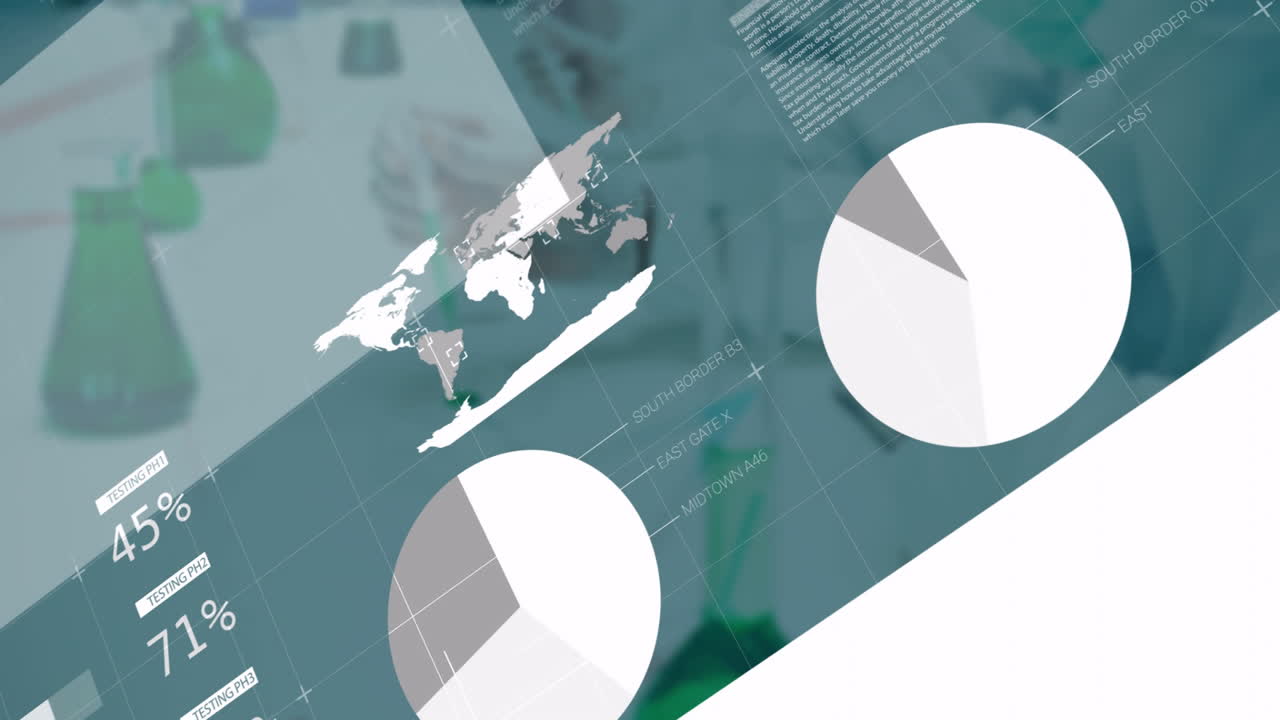 Researcher interacting with digital scientific interface, highlighting bar charts and line graphs