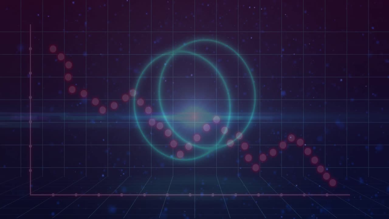 파란색 배경에 있는 원과 다이어그램의 애니메이션