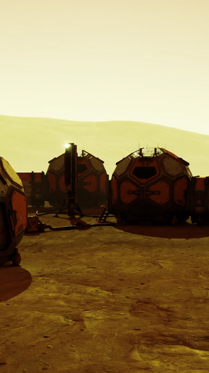 Habitat structures on mars surface showcasing human exploration efforts
