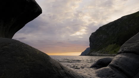 famous tourist attraction of kannesteinen rock in rural village of oppedal, norway