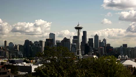 space needle panning shot