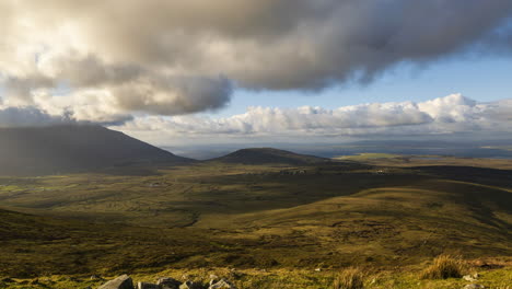 time lapse of cloudy mountains and hills on wild atlantic way in ireland