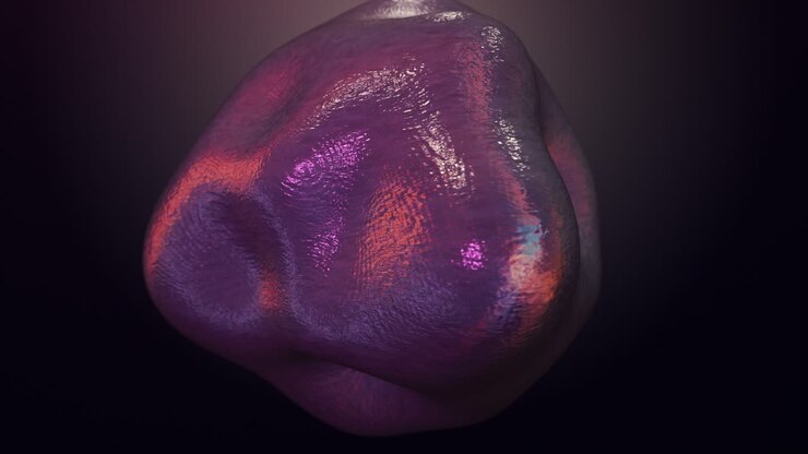 3D Abstract Purple and Pink Blob Morphing, Seamless Loop, Textured Slime, Wet Surface, Bio Tech, Seamless Loop, Slow Motion