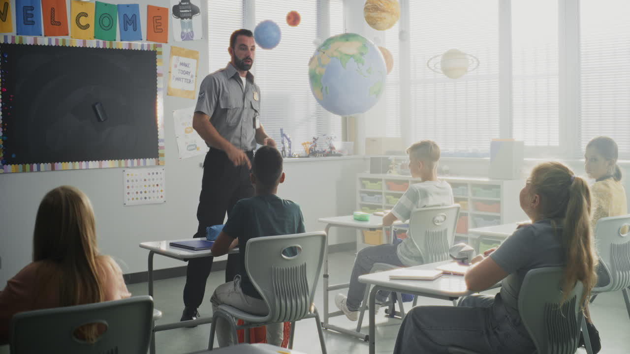Children Asking Questions Listening to Police Worker Guidance About Knowledge of Law