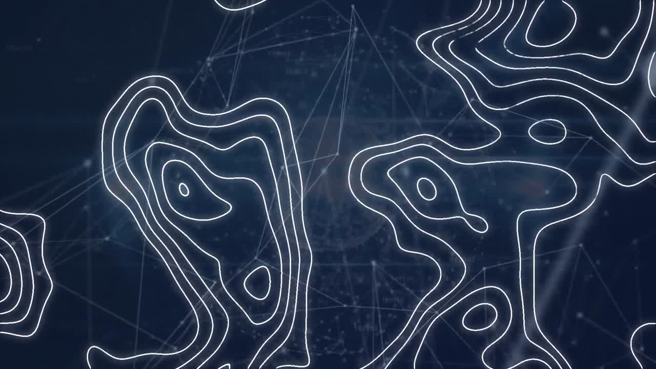 animación de redes de conexiones y líneas blancas sobre fondo negro