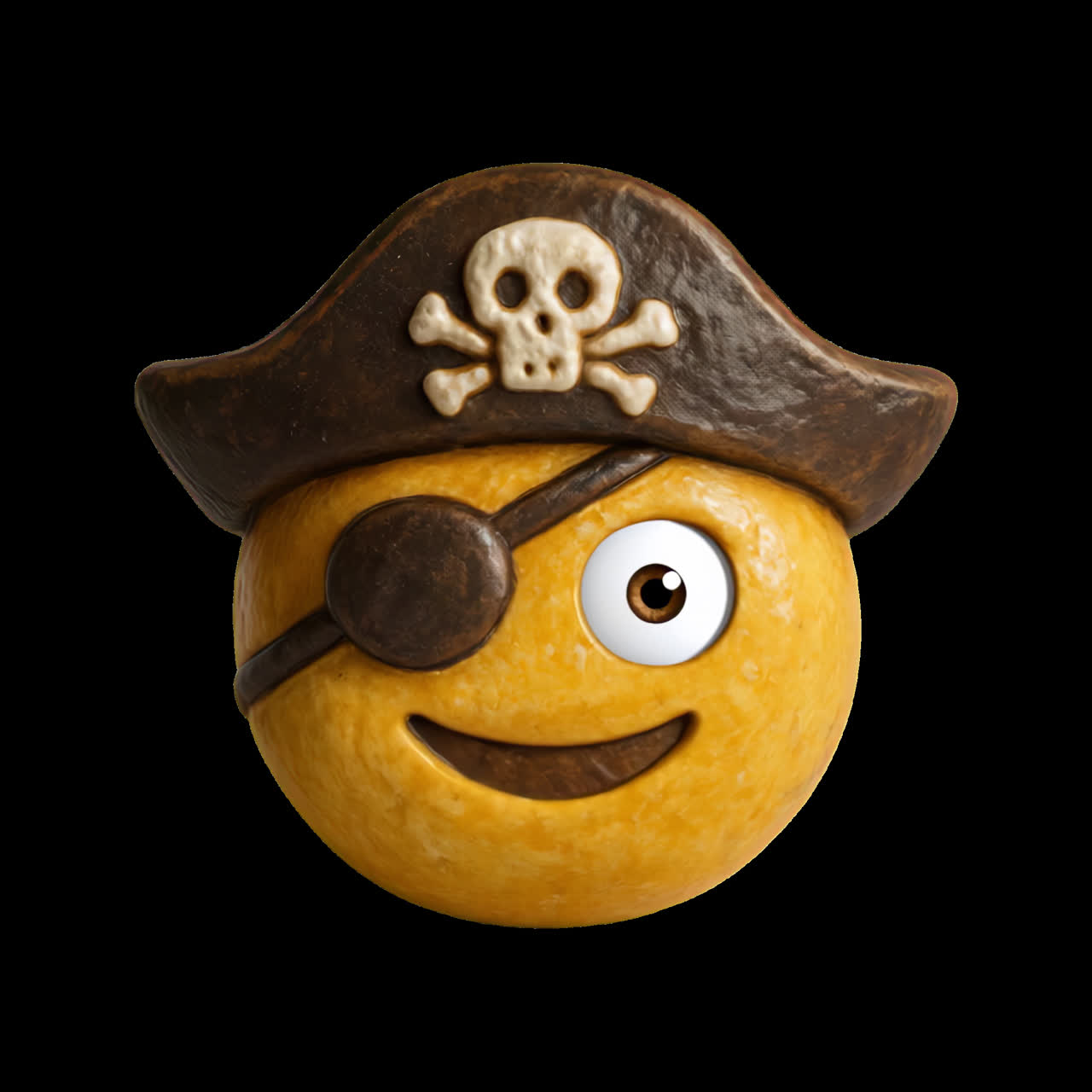 Emoji pirata con animazione benda sull'occhio, risorsa isolata, video 4K trasparente, canale alfa, ProRes