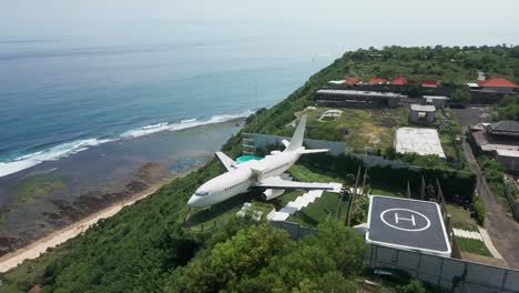 luxury airplane house on a cliff in bali