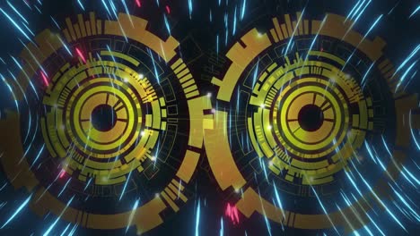 animation of scope scanning and light trails on black background