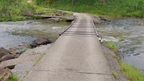 wooden bridge over a river
