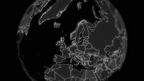 país de dinamarca alfa para la edición de tecnología de análisis de datos globo giratorio, video cinematográfico muestra un globo digital giratorio, haciendo zoom en dinamarca país de dinamarca alfa para la edición de plantilla