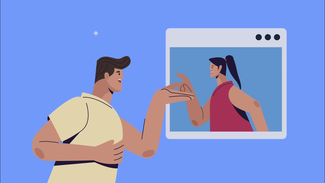 young couple with webpage template