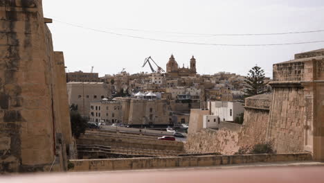 old city landscape of valletta, malta. gimbal shot