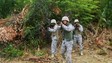 military soldiers during training exercise with weapon