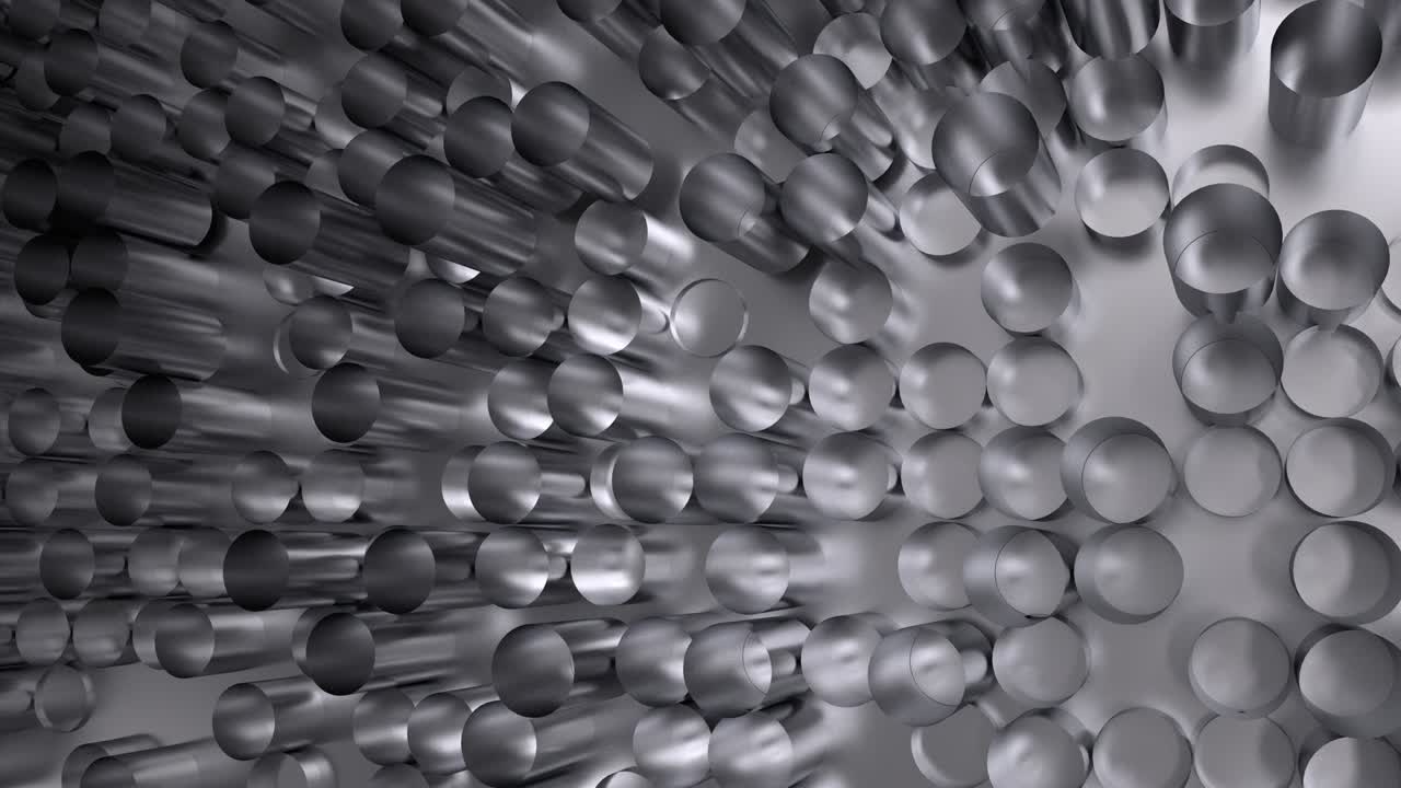 추상적인 은 금속 둥근 튜브 진동 배경 루프