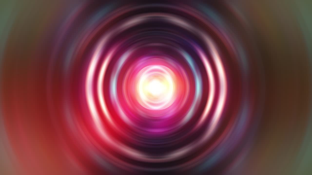 abstracto hipnótico resplandor colorido bucle de círculo radial. ondas hipnóticas irradian movimiento de anillo. 4k 3d renderización bucle sin costuras. tema del espacio psicodélico vj fondo de bucle dj.