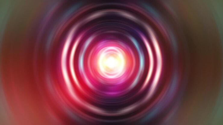 Abstract Hypnotic colorful glow radial Circle Loop. Hypnotic Waves Radiate Ring Motion. 4K 3D rendering seamless loop. Psychedelic space theme vj dj loop background.
