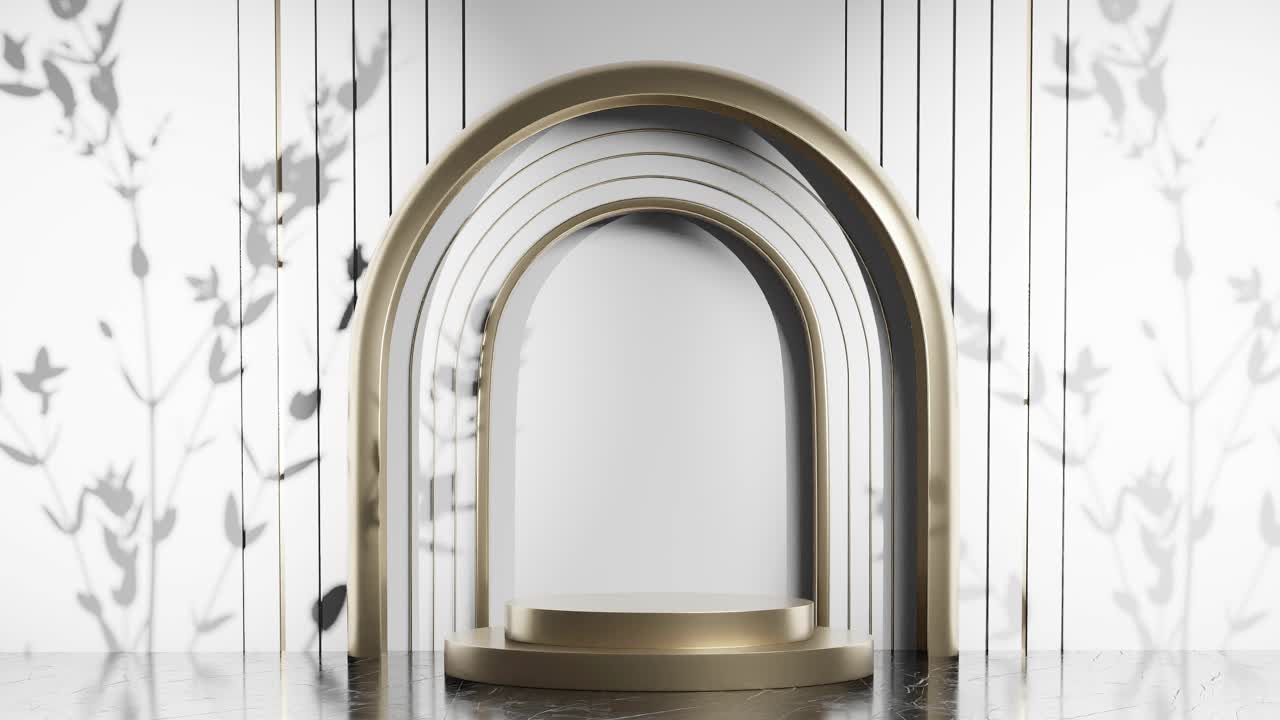 diseño de soporte de exhibición de productos con sombra de hojas de árboles en animación de renderización 3d, sitio web de comercio electrónico venta de joyas con descuento